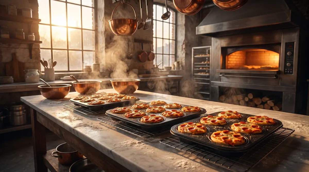 The Italian Muffins kitchen mid-service