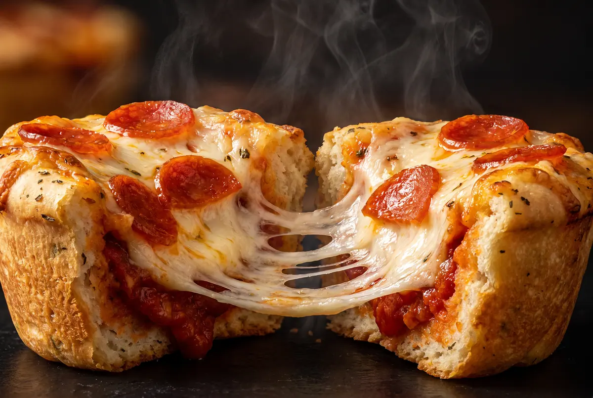 Cross-section of an Italian Pizza Muffin