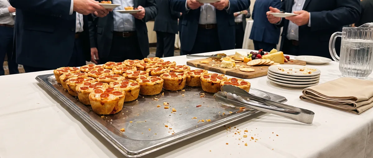 Italian Pizza Muffins boxed and delivered to an event