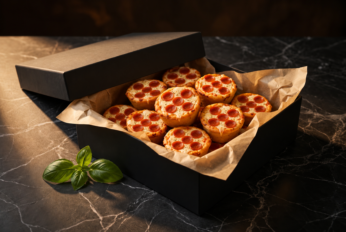 Italian Pizza Muffins boxed for delivery