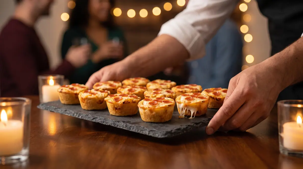 Italian Pizza Muffins served at an evening event