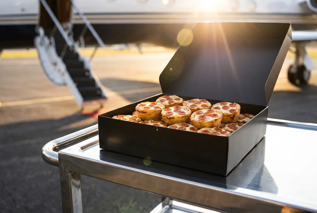 Italian Pizza Muffins delivered to a private jet